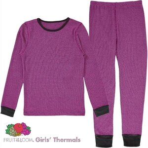 NWOT Fruit of the Loom Premium Thermal Waffle Underwear Set | Black & Fuchsia